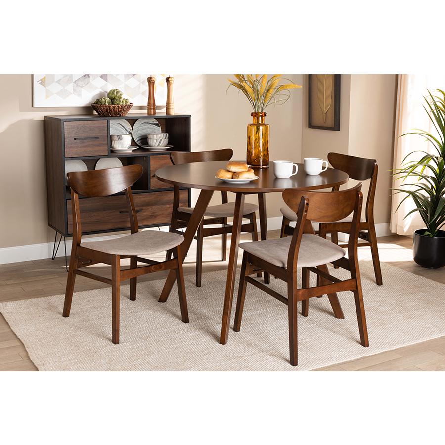 Walnut Brown Finished Wood 5-Piece Dining Set. Picture 6