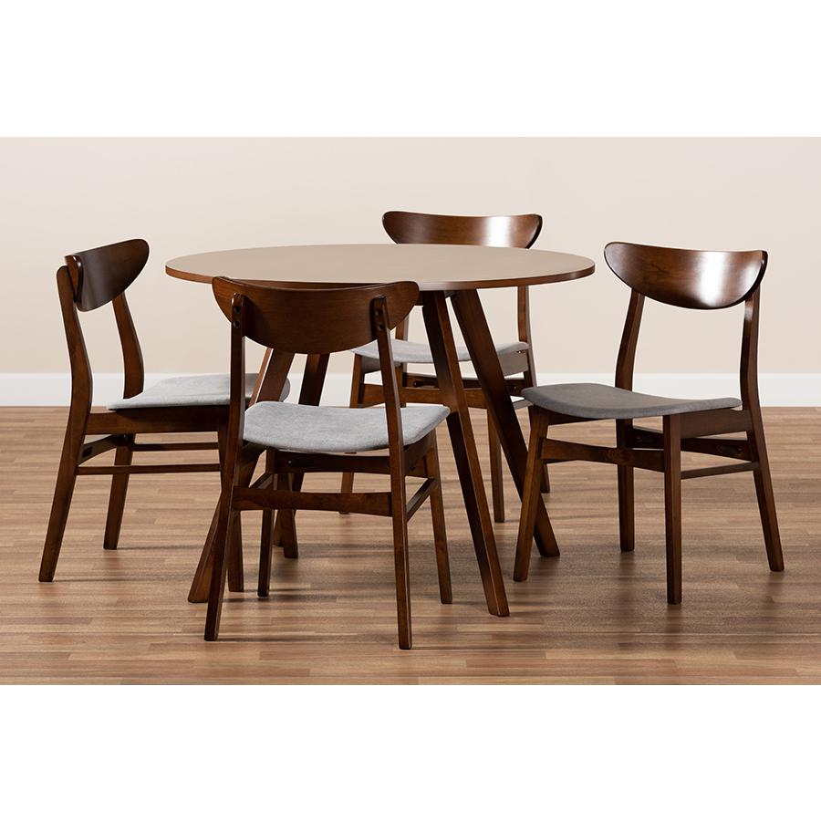 Walnut Brown Finished Wood 5-Piece Dining Set. Picture 7