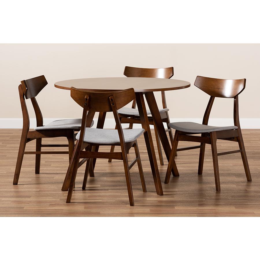 Walnut Brown Finished Wood 5-Piece Dining Set. Picture 7