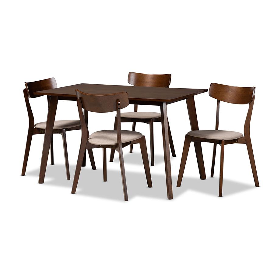Walnut Brown Finished Wood 5-Piece Dining Set. Picture 1