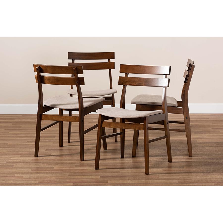 Walnut Brown Finished Wood 4-Piece Dining Chair Set. Picture 5