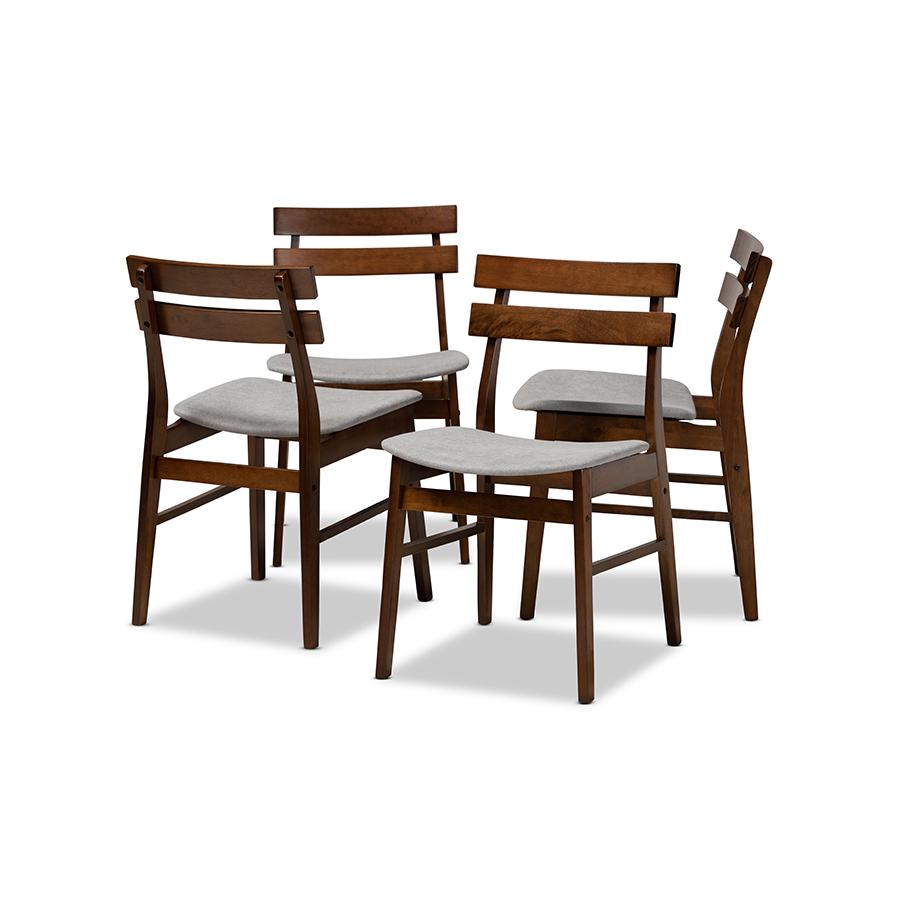 Walnut Brown Finished Wood 4-Piece Dining Chair Set. Picture 1