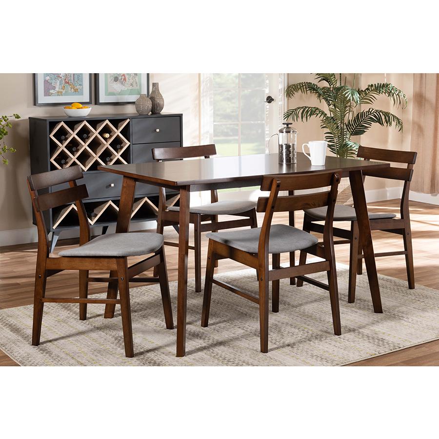 Walnut Brown Finished Wood 5-Piece Dining Set. Picture 6