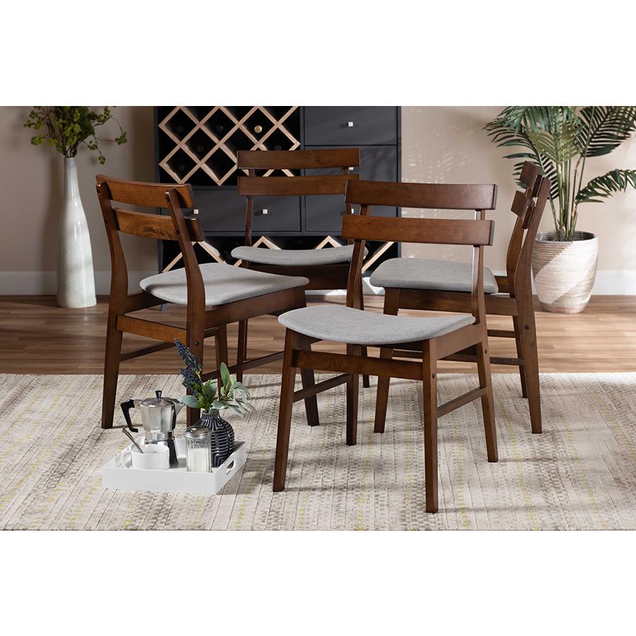 Walnut Brown Finished Wood 4-Piece Dining Chair Set. Picture 4