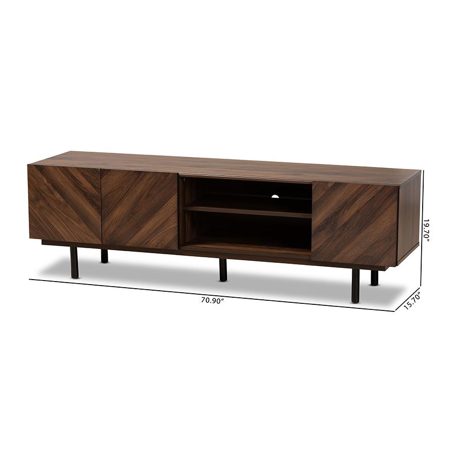 Berit MidCentury Modern Walnut Brown Finished Wood TV Stand. Picture 11
