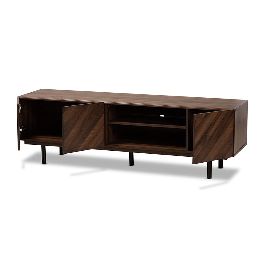 Berit MidCentury Modern Walnut Brown Finished Wood TV Stand. Picture 2