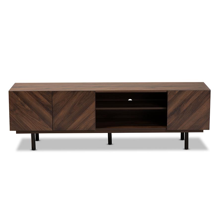 Berit MidCentury Modern Walnut Brown Finished Wood TV Stand. Picture 3
