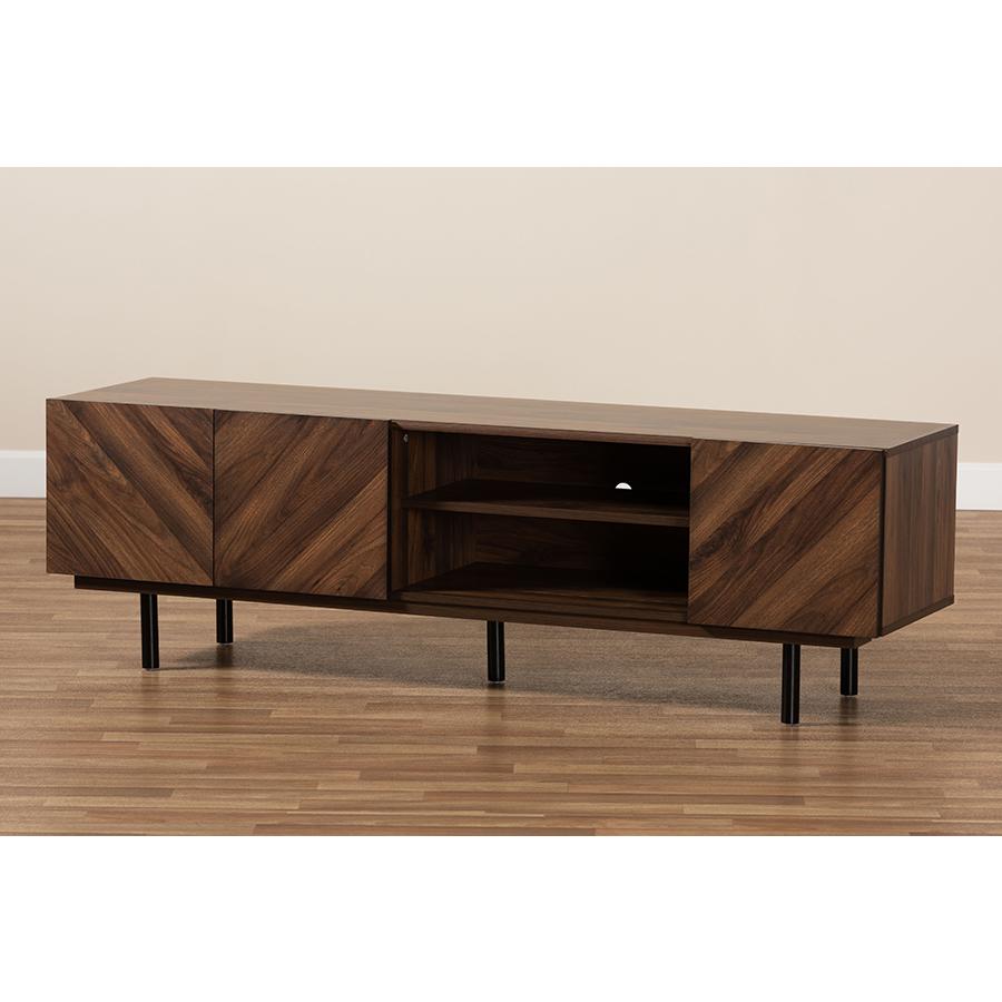 Berit MidCentury Modern Walnut Brown Finished Wood TV Stand. Picture 10