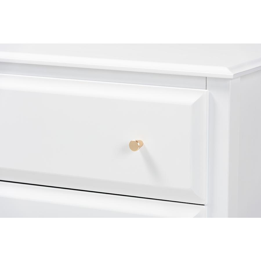 Naomi Classic and Transitional White Finished Wood 3-Drawer Bedroom Chest. Picture 5