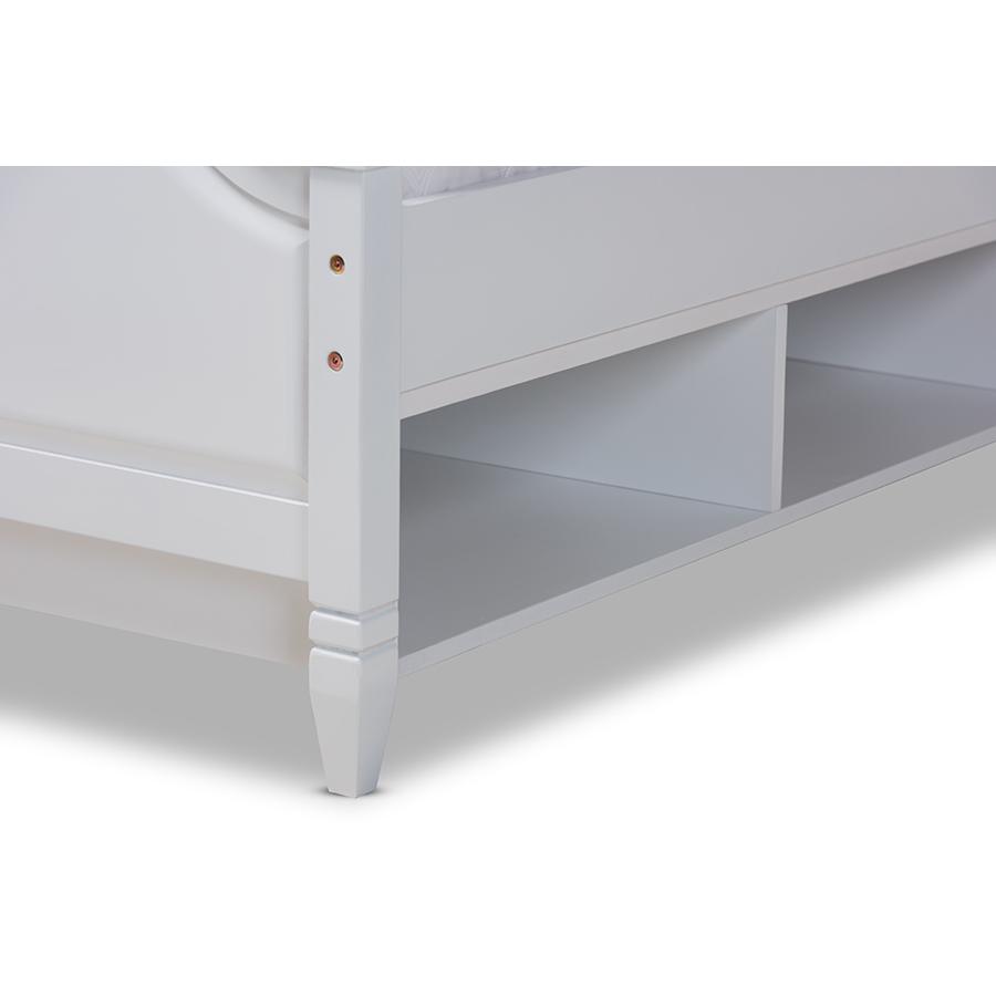 Traditional Transitional White Finished Wood Full Size Storage Platform Bed. Picture 5