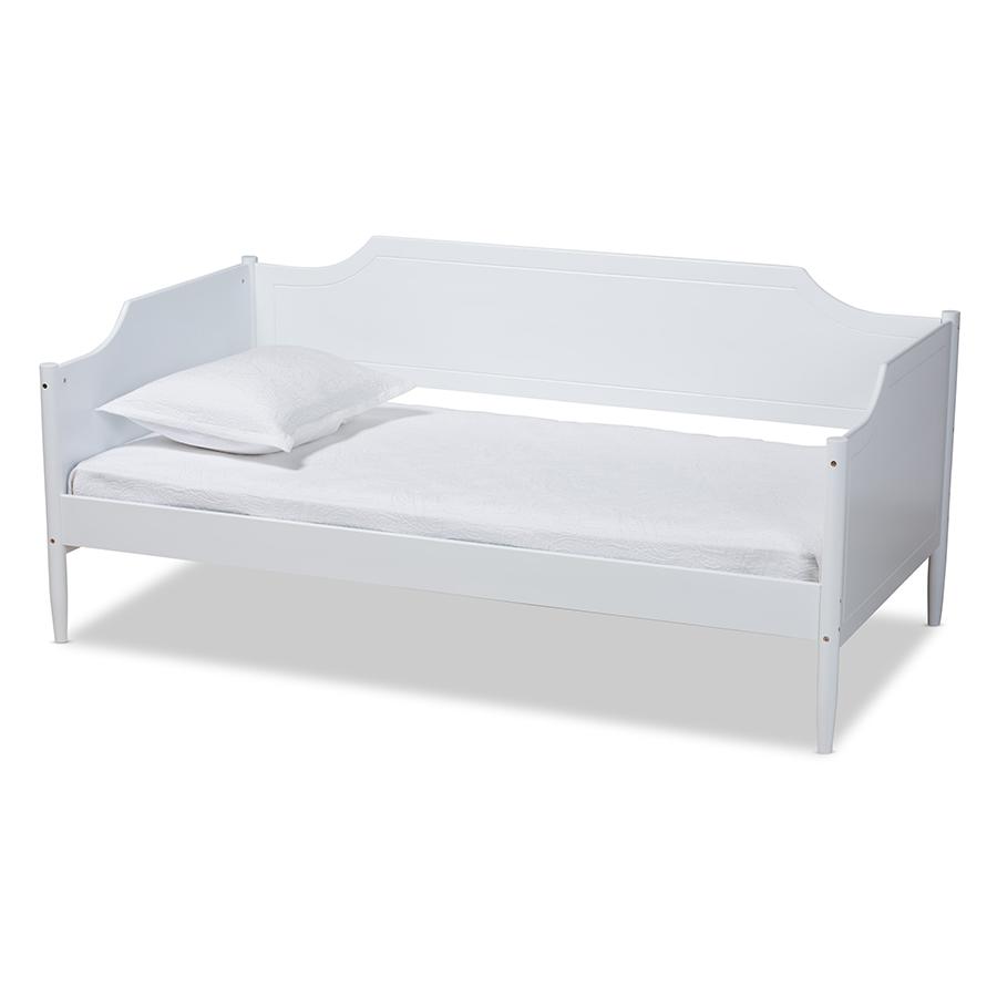 Alya Classic Traditional Farmhouse White Finished Wood Twin Size Daybed. Picture 1