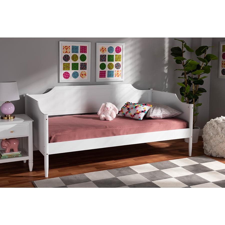 Alya Classic Traditional Farmhouse White Finished Wood Twin Size Daybed. Picture 6