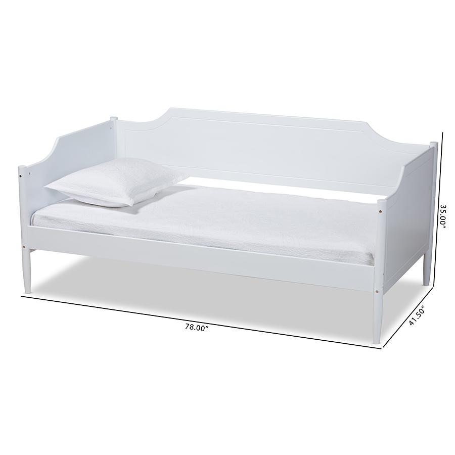 Alya Classic Traditional Farmhouse White Finished Wood Twin Size Daybed. Picture 8