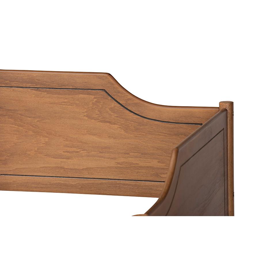 Farmhouse Walnut Brown Finished Wood Twin Size Daybed with Roll-Out Trundle Bed. Picture 6