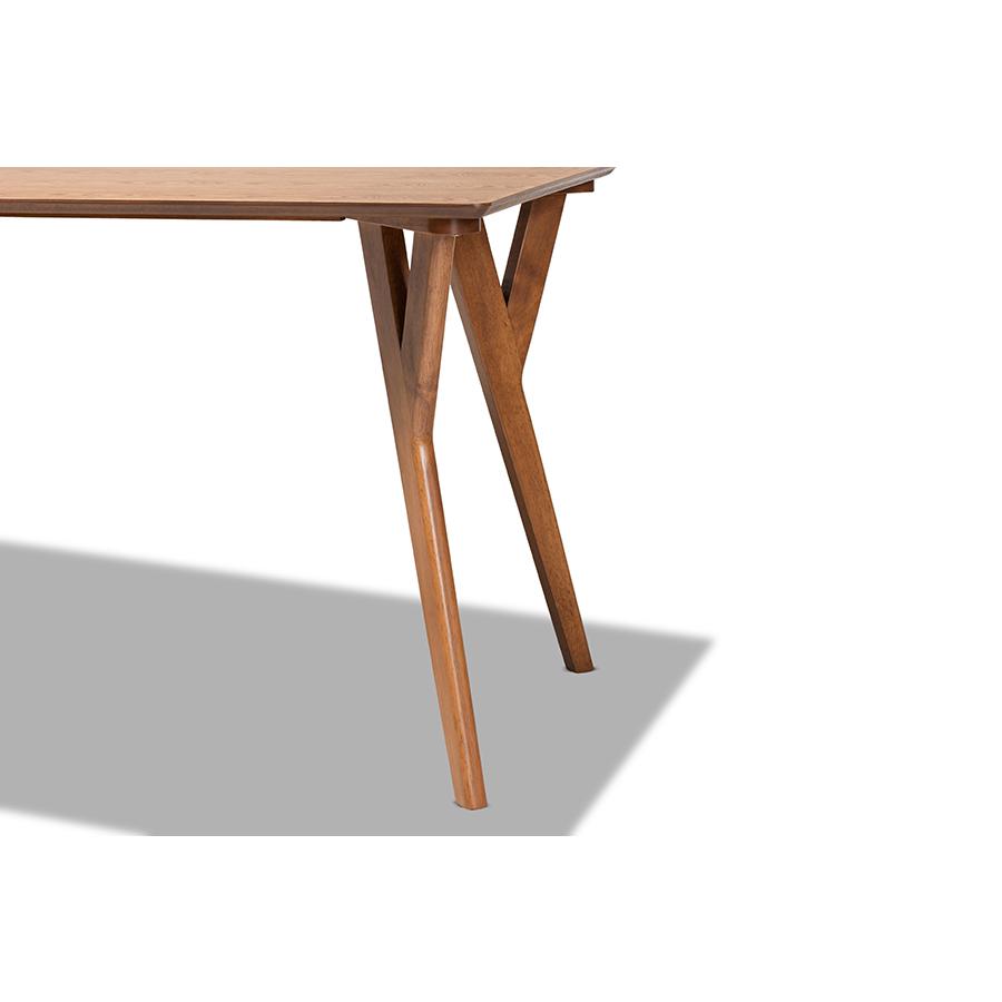 Sahar Mid-Century Modern Transitional Walnut Brown Finished Wood Dining Table. Picture 5