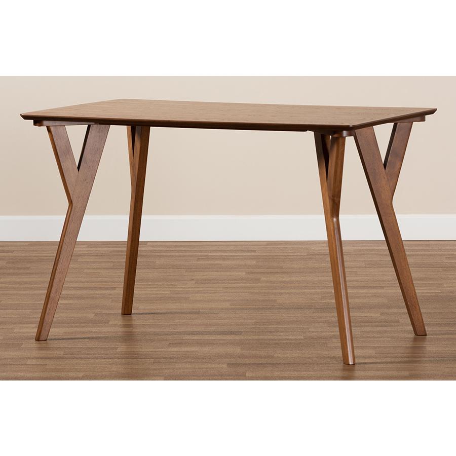 Sahar Mid-Century Modern Transitional Walnut Brown Finished Wood Dining Table. Picture 7