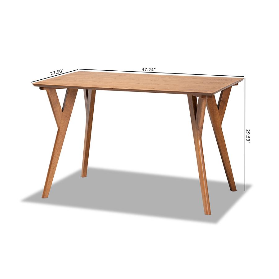 Sahar Mid-Century Modern Transitional Walnut Brown Finished Wood Dining Table. Picture 8