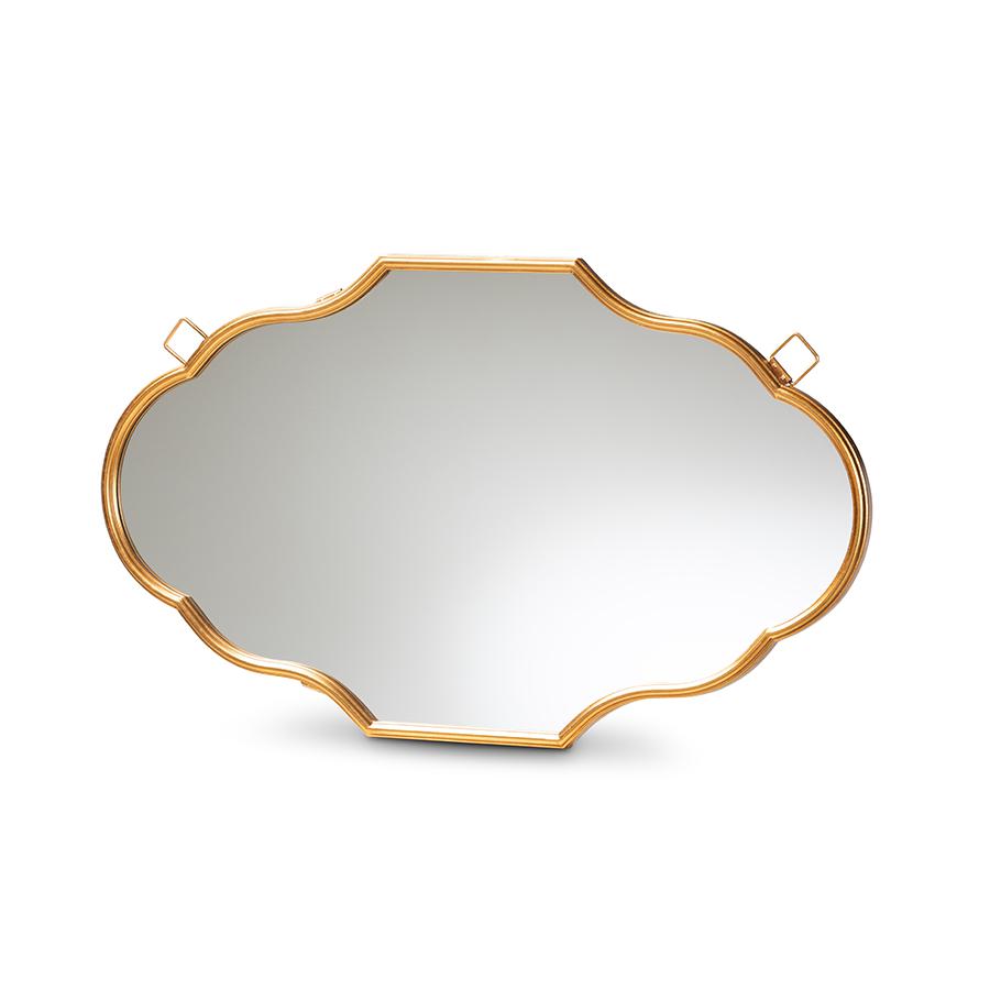 Baxton Studio Dennis Vintage Antique Gold Finished Accent Wall Mirror. Picture 2