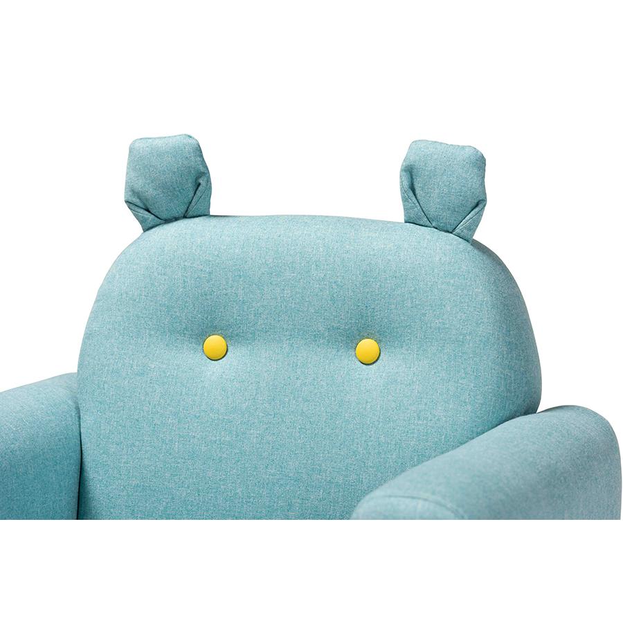 Gloria Modern and Contemporary Sky Blue Fabric Upholstered Kids Armchair with Animal Ears. Picture 6