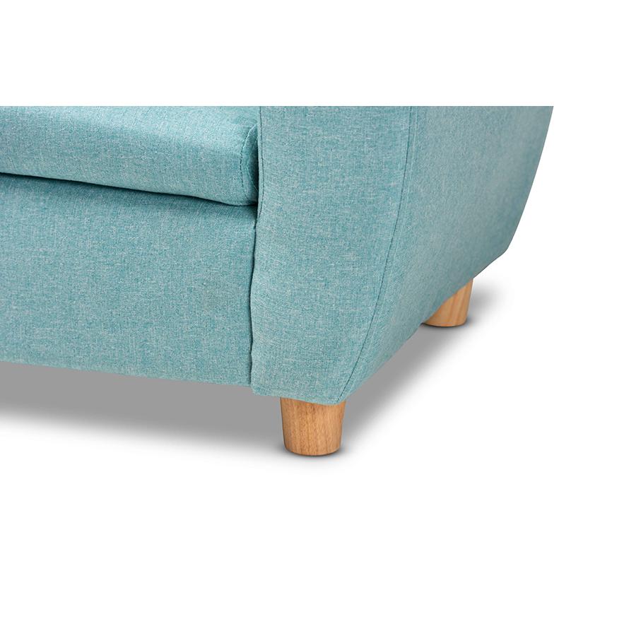 Gloria Modern and Contemporary Sky Blue Fabric Upholstered Kids Armchair with Animal Ears. Picture 7