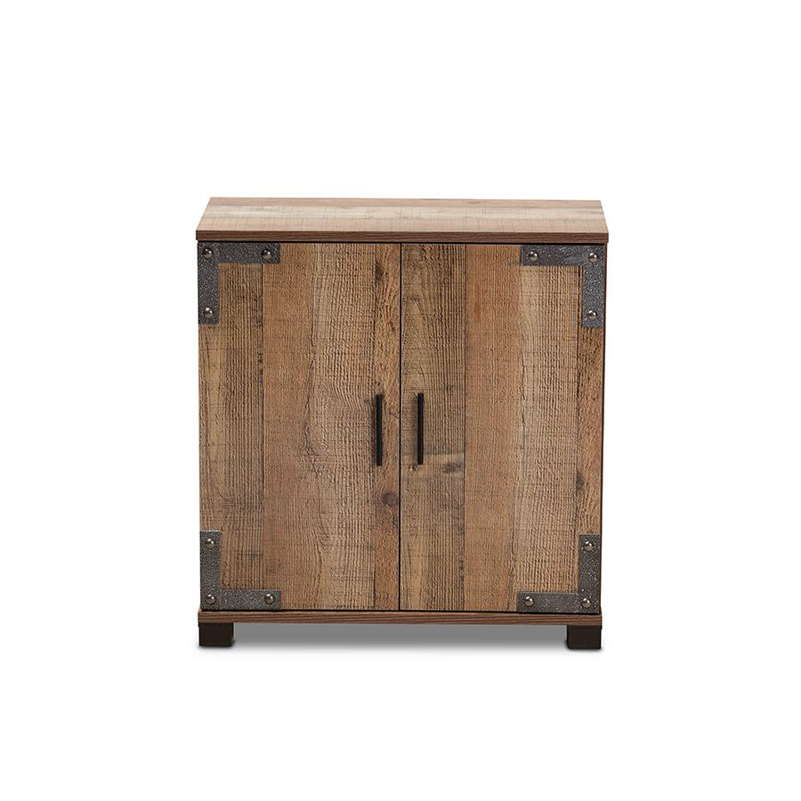 Cyrille Modern and Contemporary Farmhouse Rustic Finished Wood 2Door Shoe Cabinet. Picture 3