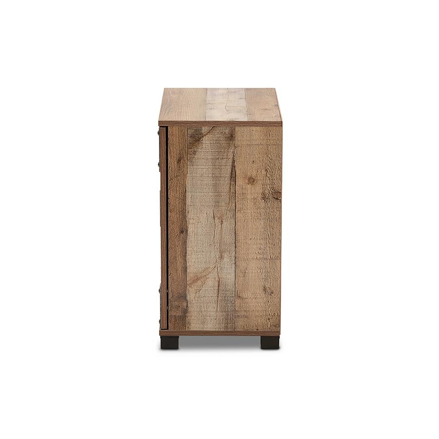 Cyrille Modern and Contemporary Farmhouse Rustic Finished Wood 2Door Shoe Cabinet. Picture 4