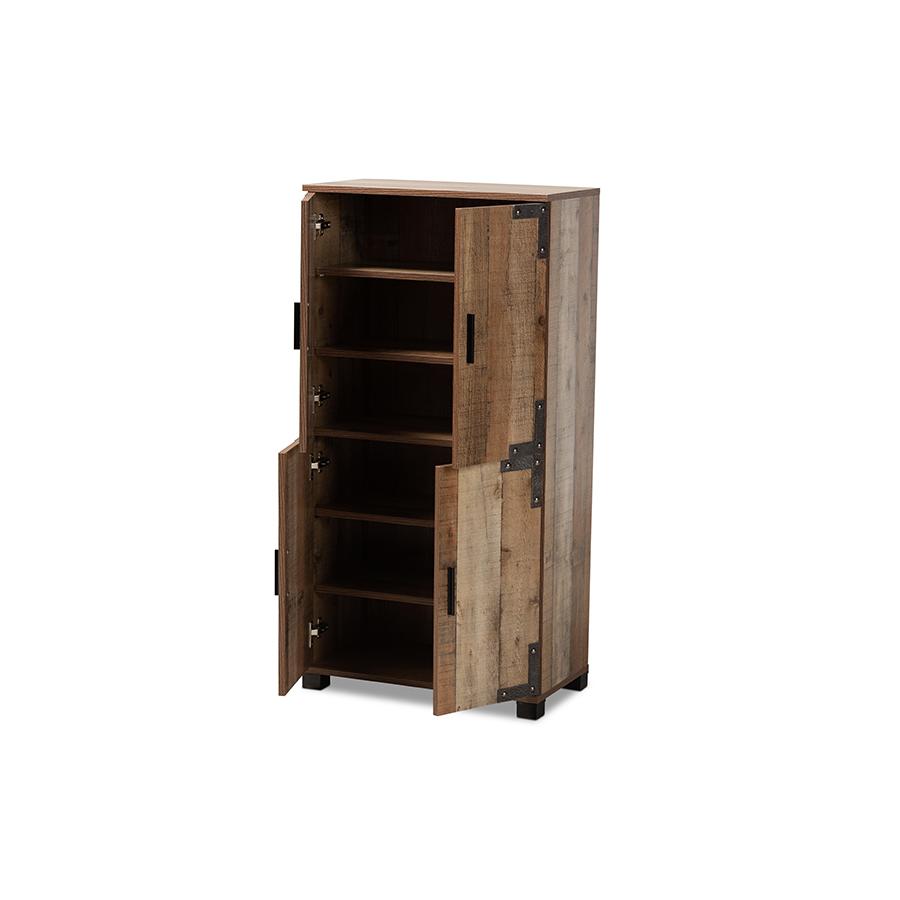 Farmhouse Rustic Finished Wood 4-Door Shoe Cabinet. Picture 2