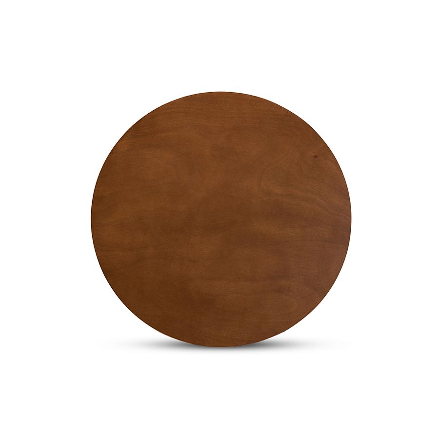 Walnut Brown Finished 34-Inch-Wide Round Wood Dining Table. Picture 3