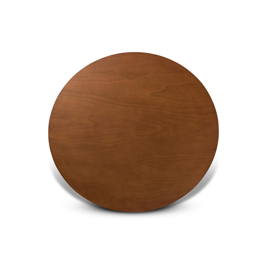 Walnut Brown Finished 45-Inch-Wide Round Wood Dining Table. Picture 3