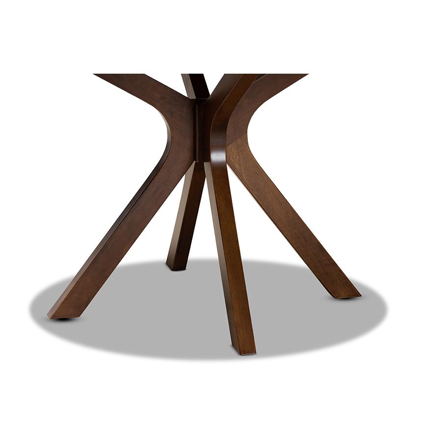 Walnut Brown Finished 45-Inch-Wide Round Wood Dining Table. Picture 4