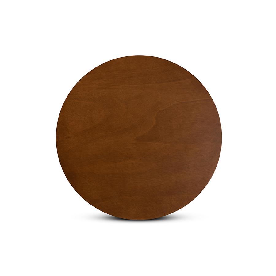 Walnut Brown Finished 35-Inch-Wide Round Wood Dining Table. Picture 3