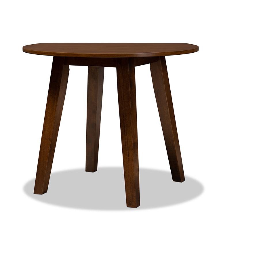 Walnut Brown Finished 35-Inch-Wide Round Wood Dining Table. Picture 4