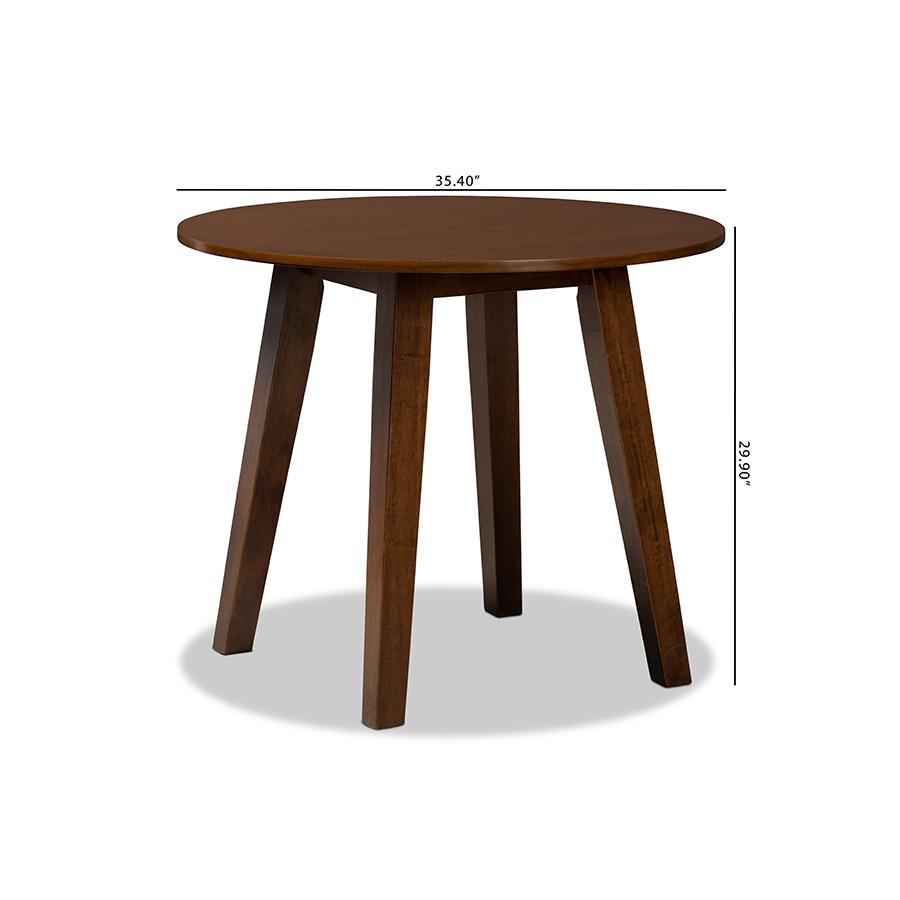 Walnut Brown Finished 35-Inch-Wide Round Wood Dining Table. Picture 7