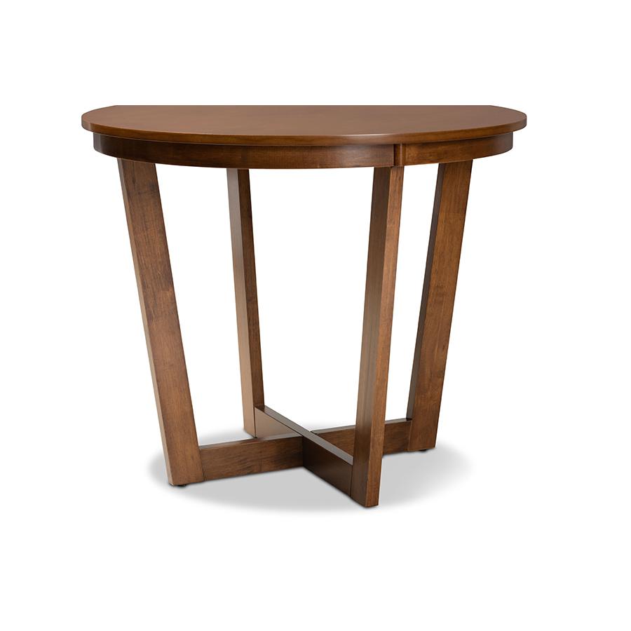 Alayna Modern and Contemporary Walnut Brown Finished 35InchWide Round Wood Dining Table. Picture 4