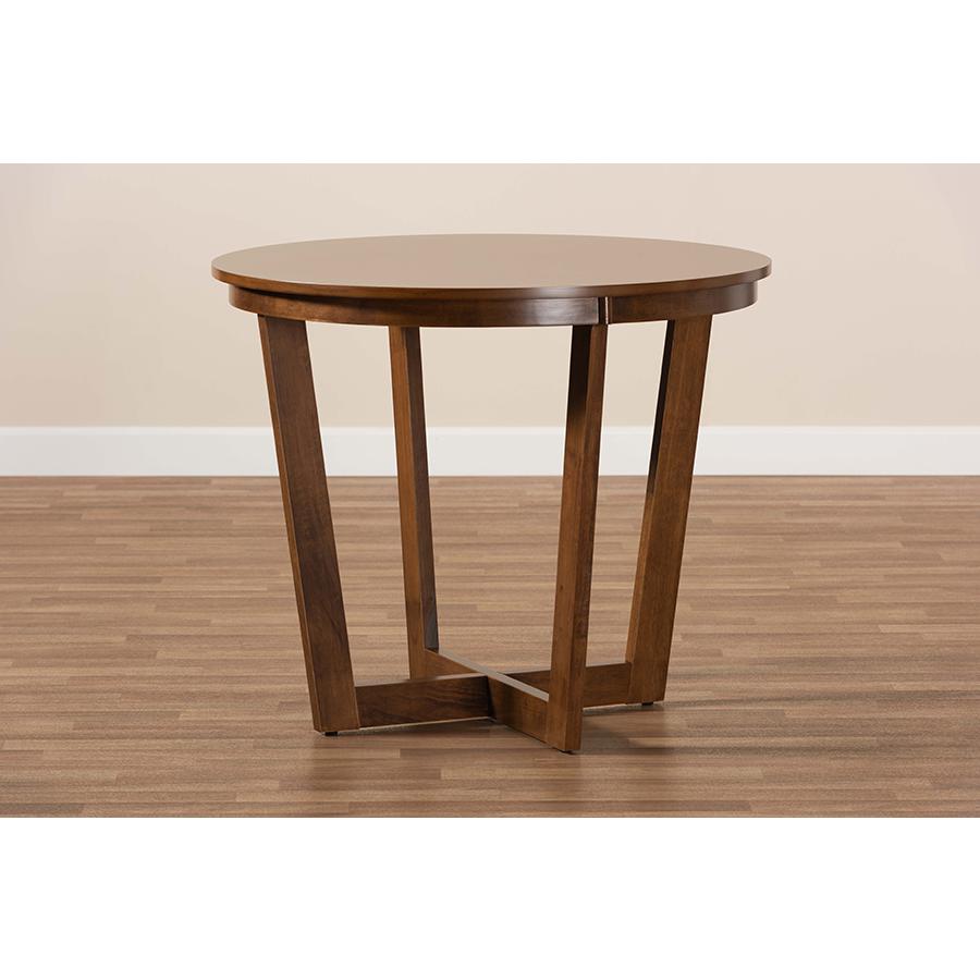 Alayna Modern and Contemporary Walnut Brown Finished 35InchWide Round Wood Dining Table. Picture 6