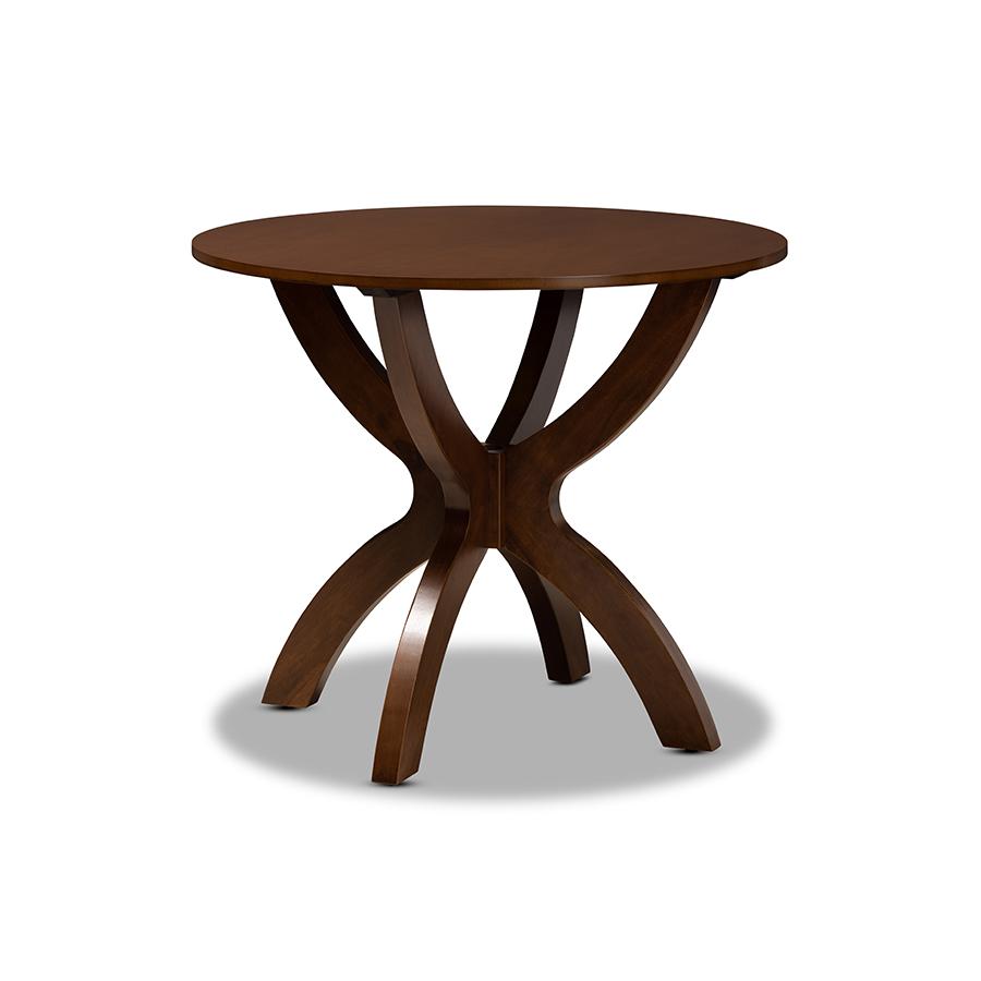 Walnut Brown Finished 35-Inch-Wide Round Wood Dining Table. Picture 1