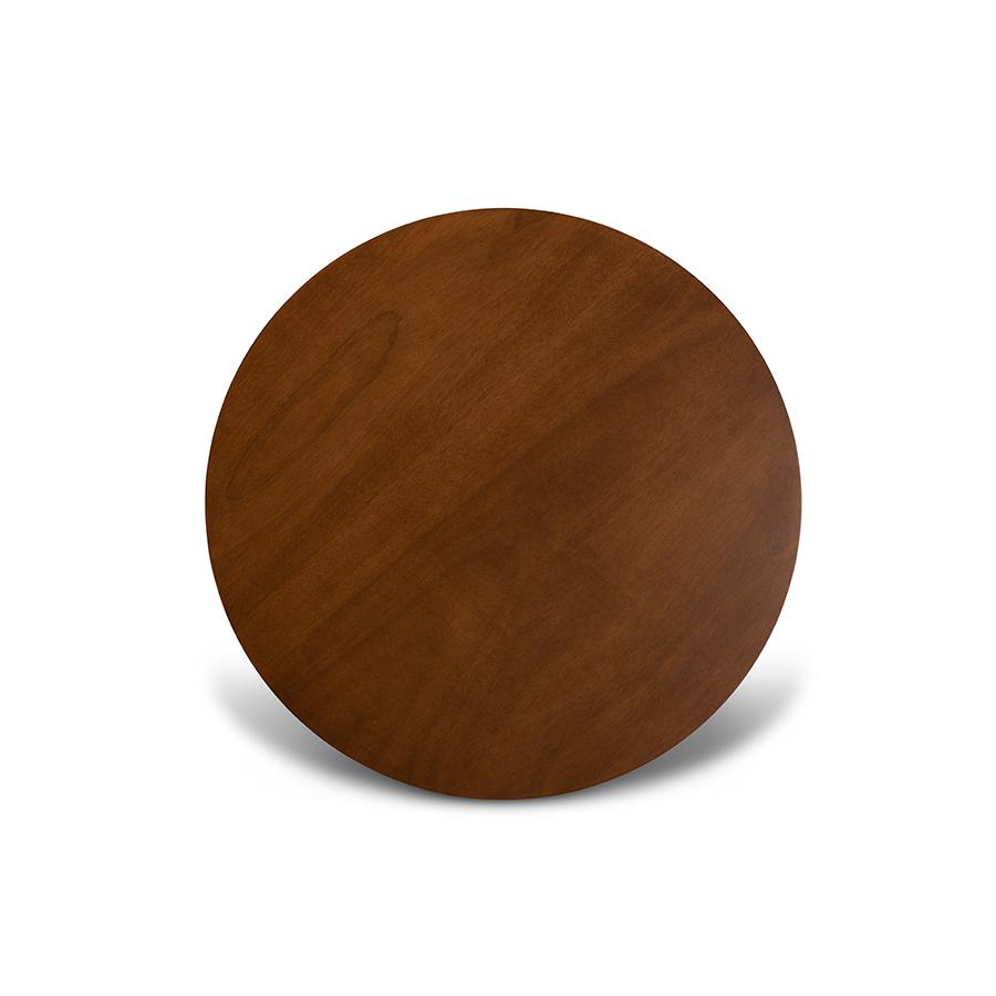 Walnut Brown Finished 35-Inch-Wide Round Wood Dining Table. Picture 3