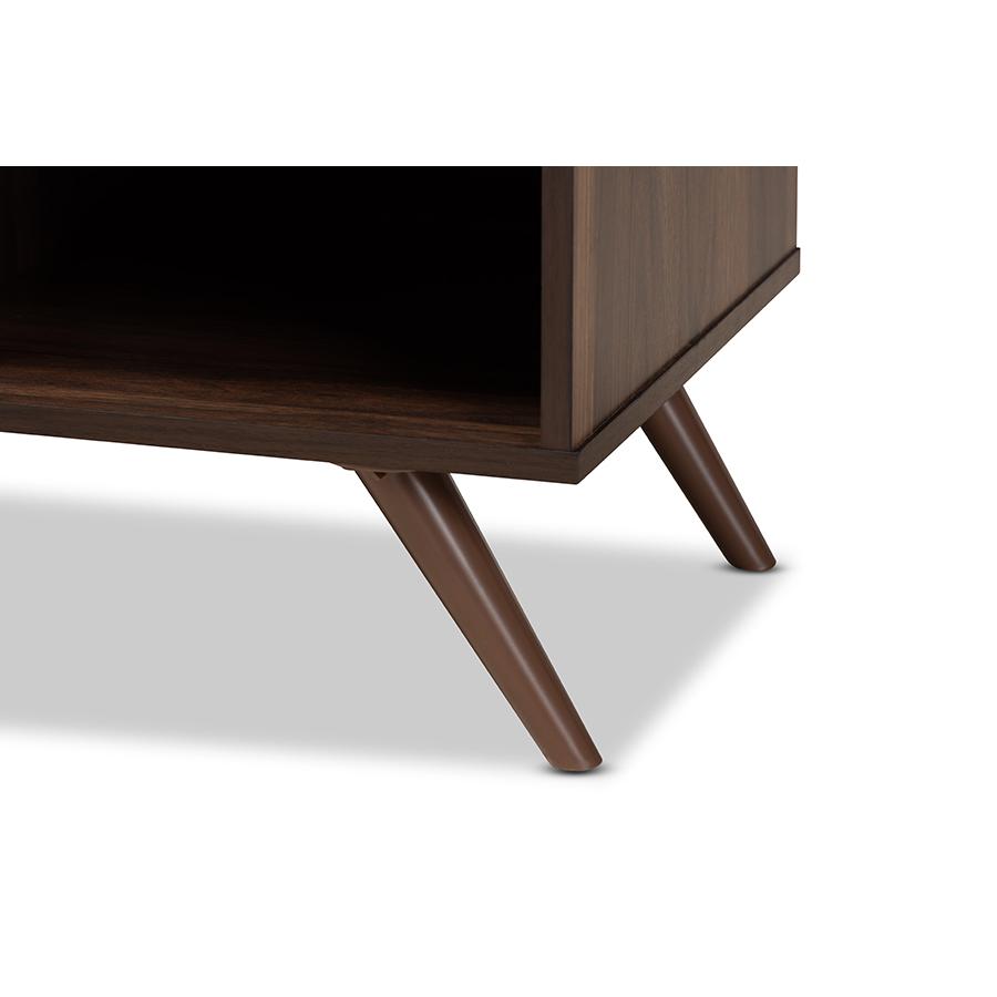 Two-Tone Grey and Walnut Finished Wood 2-Door TV Stand. Picture 6