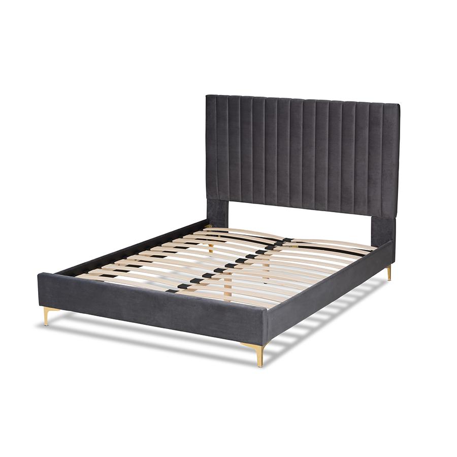 Gold Metal Queen Size Platform Bed. Picture 3