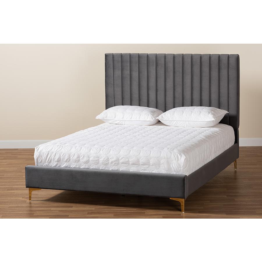 Gold Metal Queen Size Platform Bed. Picture 8