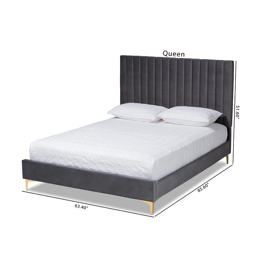 Gold Metal Queen Size Platform Bed. Picture 9