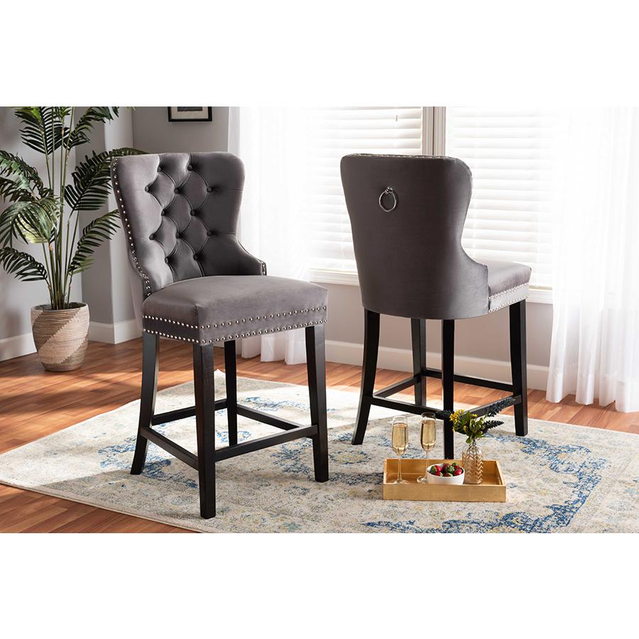 Dark Brown Finished Wood 2-Piece Counter Stool Set. Picture 7