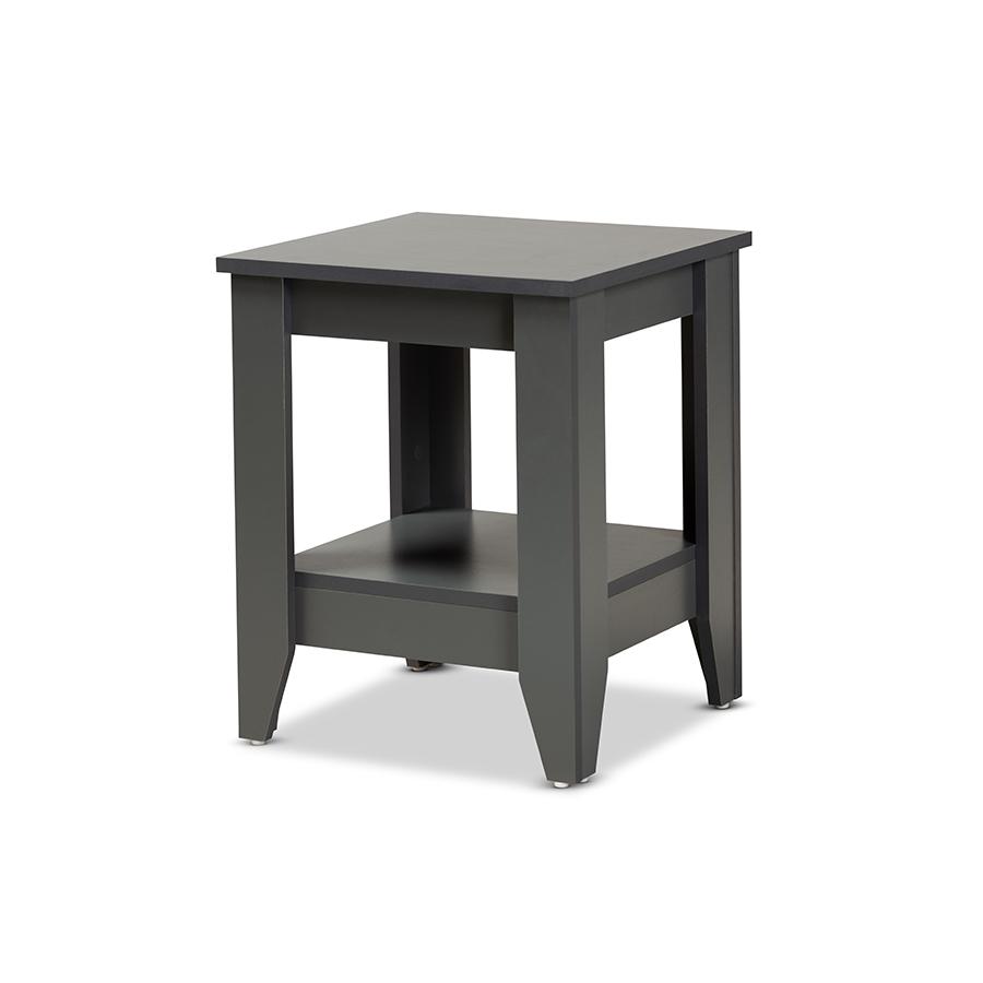 Audra Modern and Contemporary Grey Finished Wood Living Room End Table. Picture 1