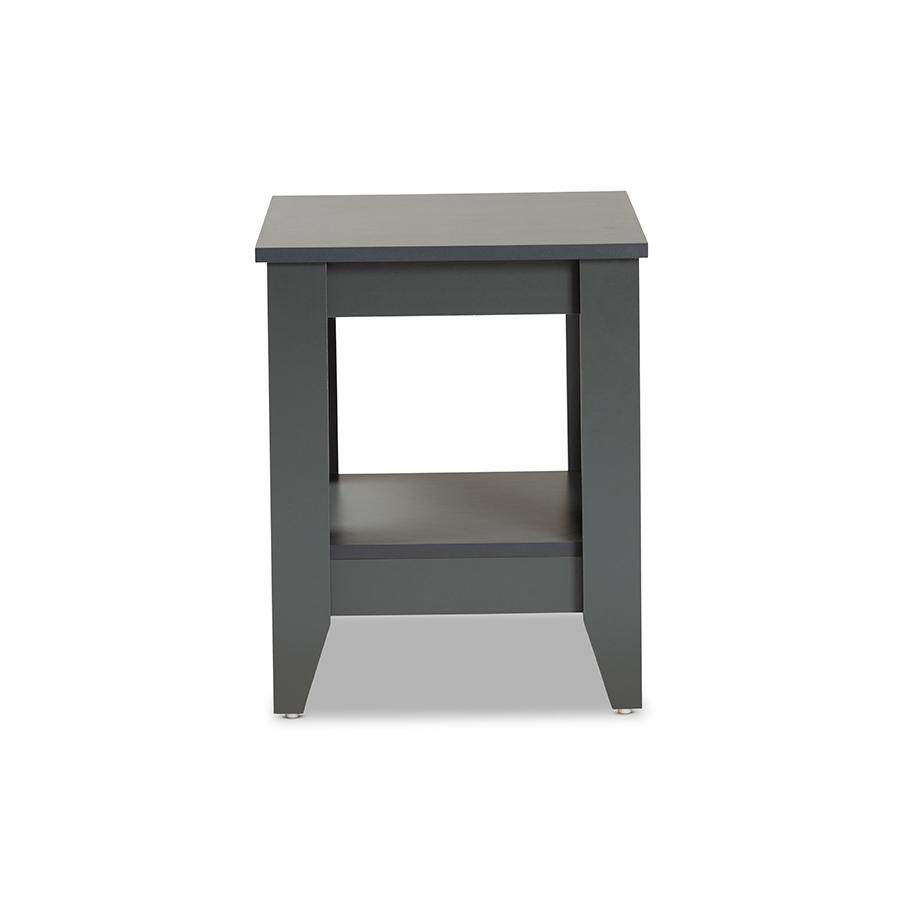 Audra Modern and Contemporary Grey Finished Wood Living Room End Table. Picture 2