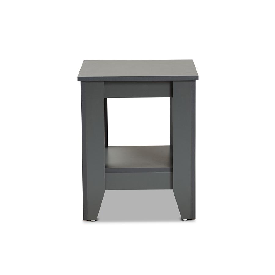 Audra Modern and Contemporary Grey Finished Wood Living Room End Table. Picture 3