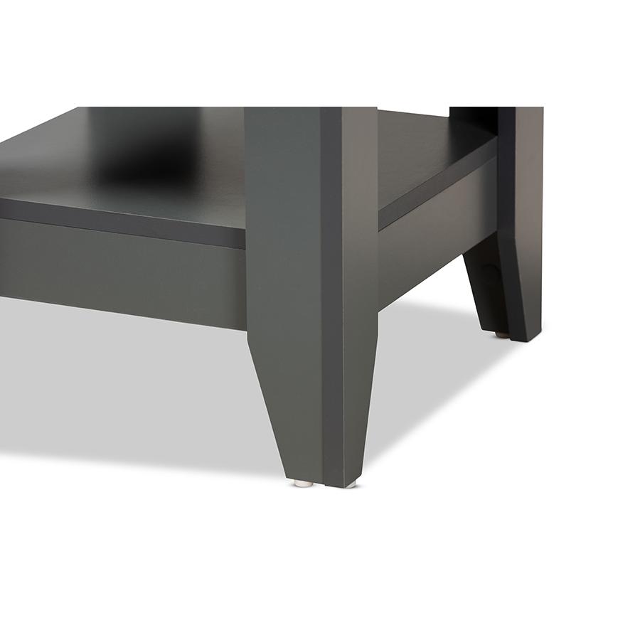 Audra Modern and Contemporary Grey Finished Wood Living Room End Table. Picture 4