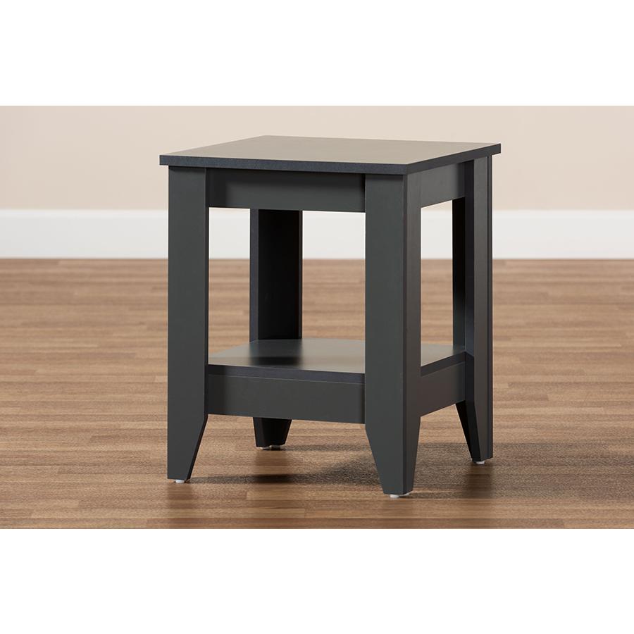 Audra Modern and Contemporary Grey Finished Wood Living Room End Table. Picture 6