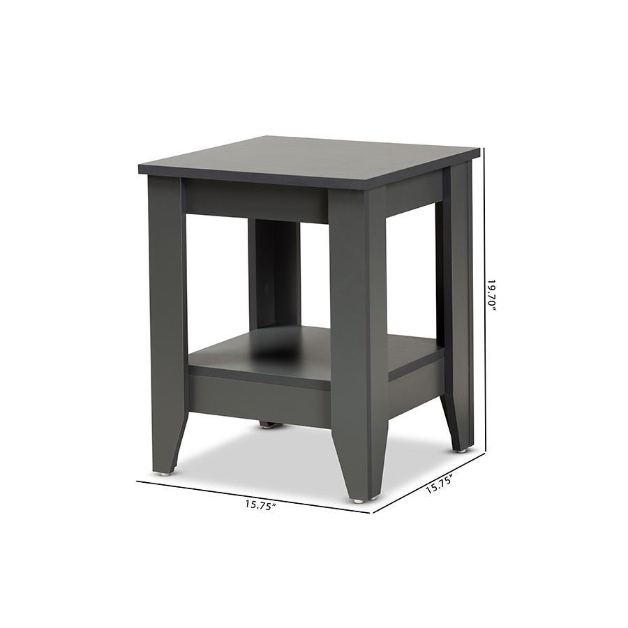 Audra Modern and Contemporary Grey Finished Wood Living Room End Table. Picture 7