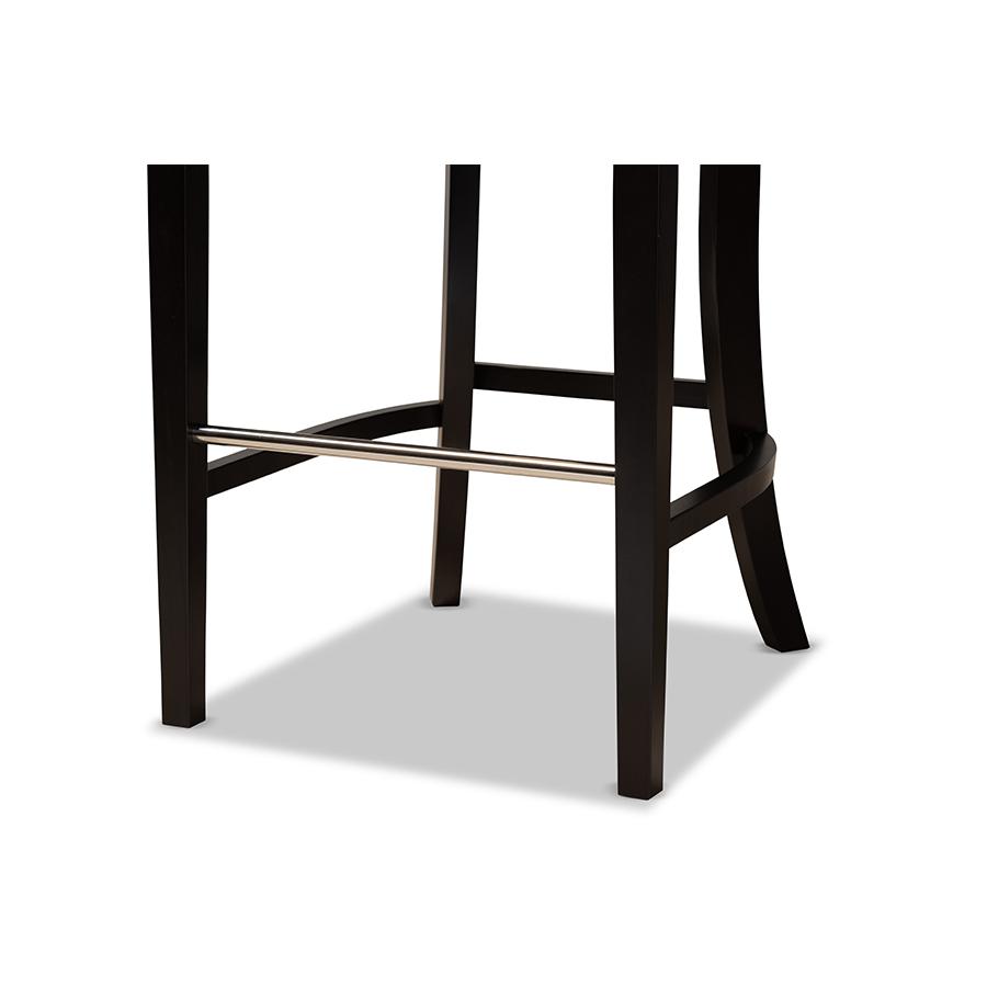 Dark Brown Finished Wood 2-Piece Bar Stool Set. Picture 5