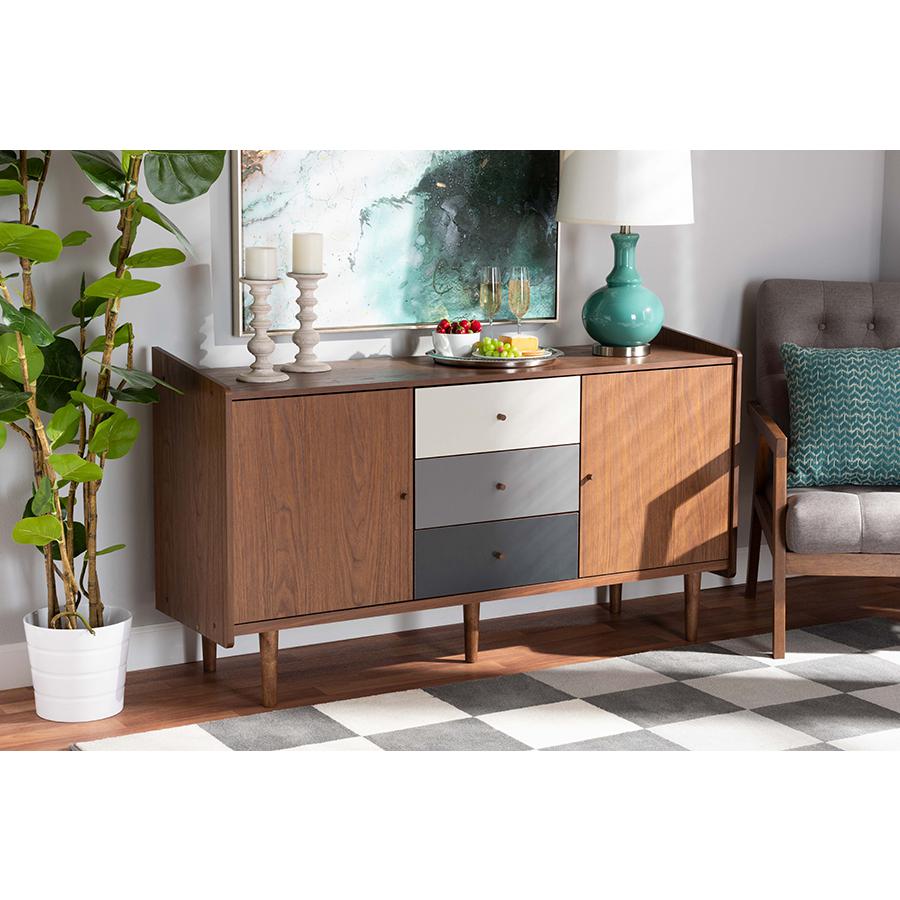 Grey Gradient Finished Wood 2 Door Dining Room Sideboard Buffet